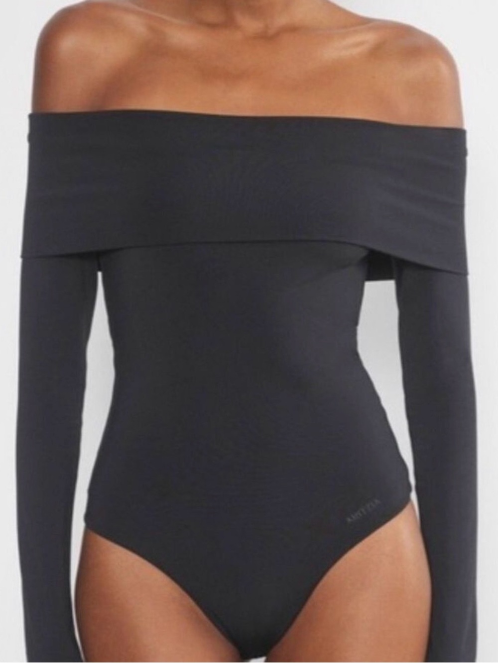 Aritzia Black Off-the-Shoulder Long Sleeve Bodysuit